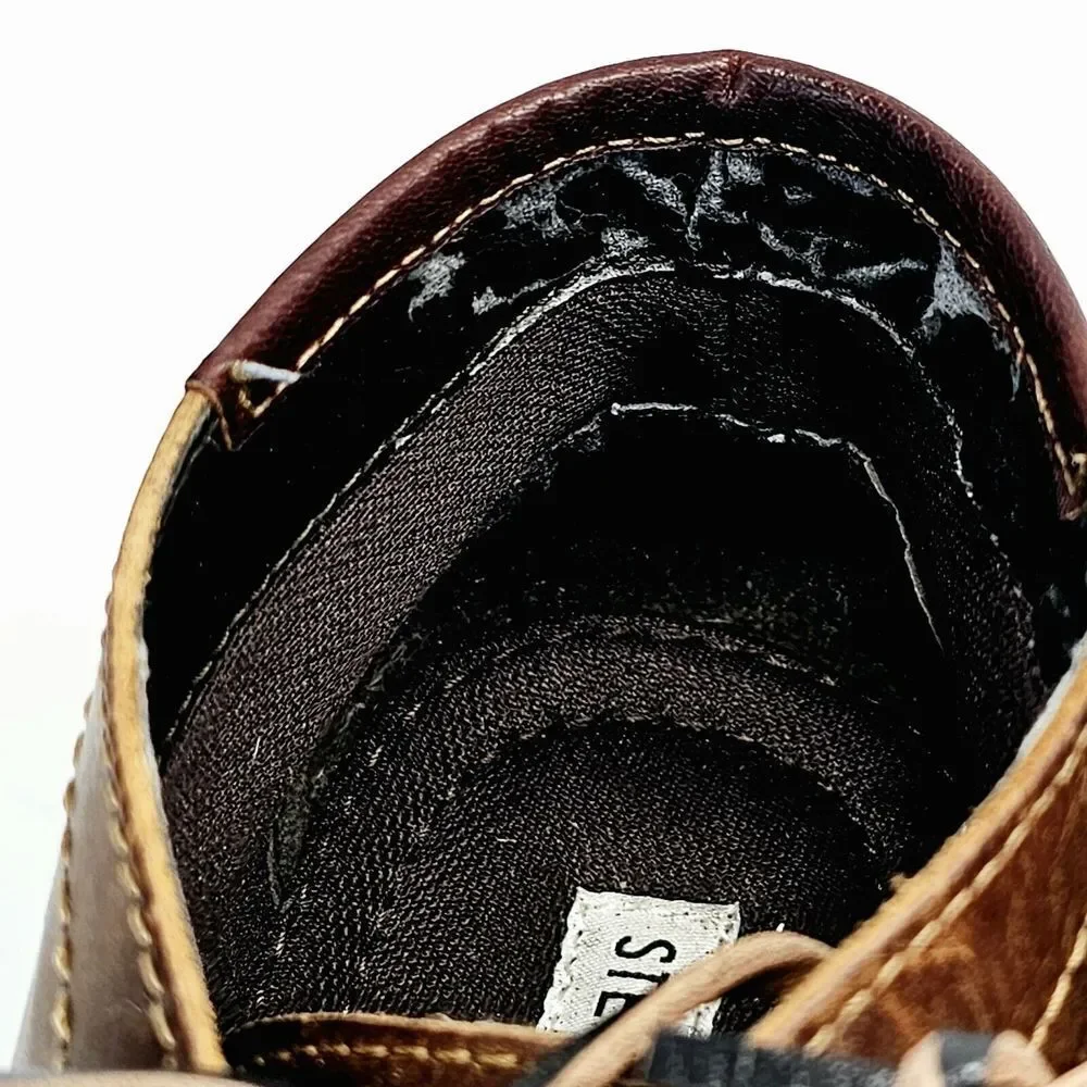 Steve Madden Harken‎ 247 Leather Shoes Men's 9 Cognac Brown Lace Up Distressed